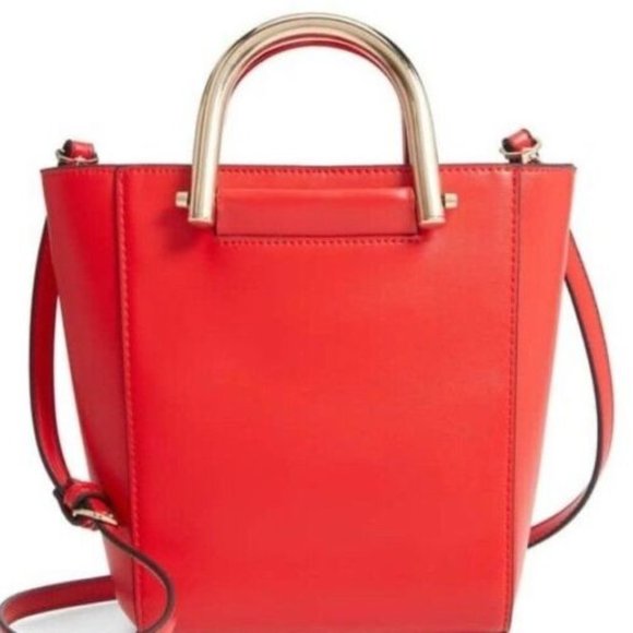 NEW TOP SHOP BRITAIN Small Red Gold Satchel Shoulder Handbag Purse - Picture 2 of 7